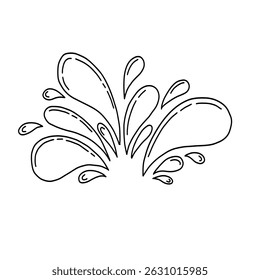 Hand drawn drops and splashes of water. Outline vector illustration of the water splash element