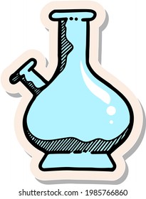 Hand drawn drug bong icon in sticker style vector illustration