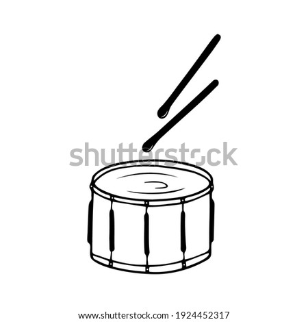 Hand drawn drum, musical instruments isolated on a white background. Celebration elements. Doodle, simple outline illustration. It can be used for decoration of textile, paper.
