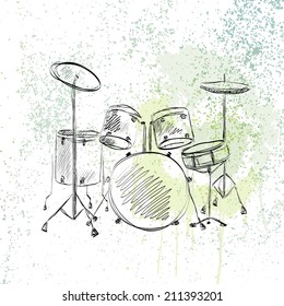 Hand drawn drum on a light background.