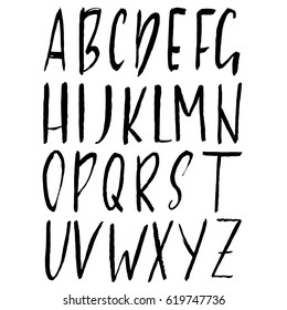 Dibujado a mano fuente de pincel seco. Letras de pincel moderno. Alfabeto estilo grunge. Ilustración vectorial