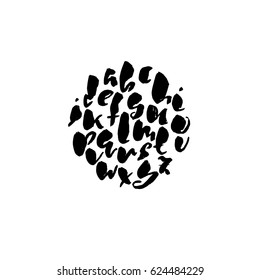 Hand drawn dry brush font. Modern brush lettering. Grunge style alphabet. Vector illustration