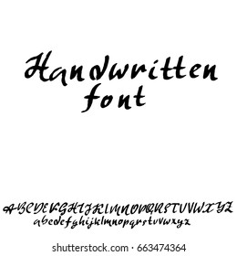 Hand drawn dry brush font. Modern brush lettering. Grunge style alphabet. Vector illustration.