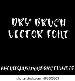 Hand drawn dry brush font. Modern brush lettering. Grunge style alphabet. Vector illustration.