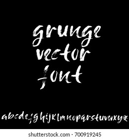 Hand drawn dry brush font. Modern brush lettering. Grunge style alphabet. Vector illustration.