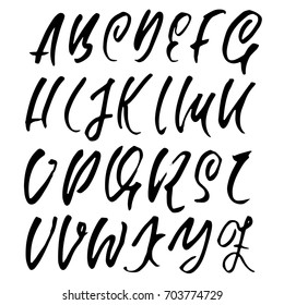 Hand Drawn Alphabet Written Brush Pen Stock Vector (Royalty Free ...