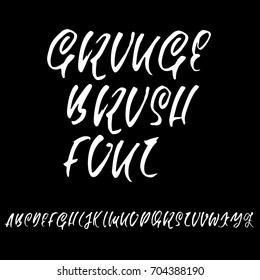 Hand drawn dry brush font. Modern brush lettering. Grunge style alphabet. Vector illustration.