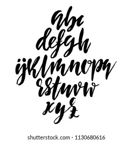 Hand drawn dry brush lettering. Grunge style alphabet. Handwritten font. Vector illustration.