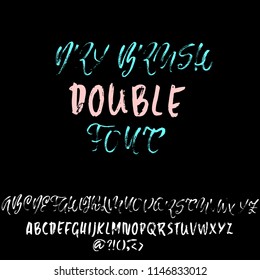Hand drawn dry brush lettering. Grunge style alphabet. Handwritten font. Vector illustration.