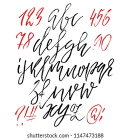 Hand drawn dry brush lettering. Grunge style alphabet. Handwritten font. Vector illustration.