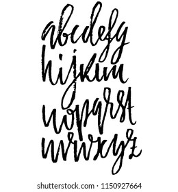 Hand drawn dry brush lettering. Grunge style alphabet. Handwritten font. Vector illustration.