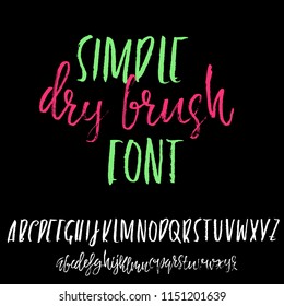 Hand drawn dry brush lettering. Grunge style alphabet. Handwritten font. Vector illustration.