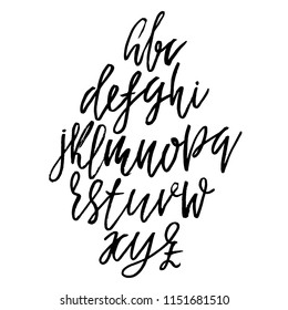 Hand drawn dry brush lettering. Grunge style alphabet. Handwritten font. Vector illustration.