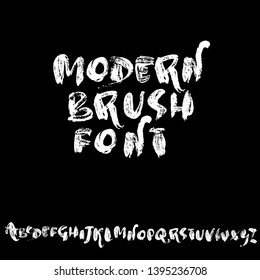 Hand drawn dry brush lettering. Grunge style alphabet. Handwritten font. Vector illustration.