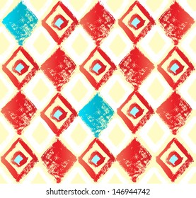 Hand drawn with dry brush seamless pattern