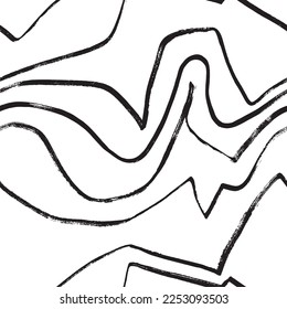 Handgezeichnet mit trockener Bürste, nahtloses Muster chaotischer Linien. Es kann für ein Textildesign oder ein Verpackungspapier verwendet werden