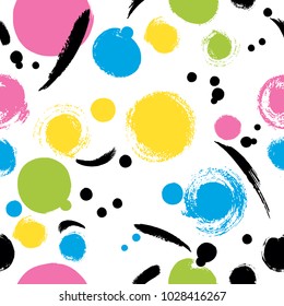 Hand drawn dry brush strokes seamless background. A bright pattern is excellent for fabric, web background, scrapbook, surface textures.