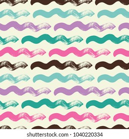 Hand drawn dry brush strokes seamless pattern.