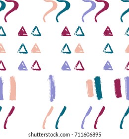 Hand drawn dry ink seamless pattern. Vector