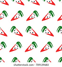 Hand drawn dry ink watermelon seamless pattern. Vector