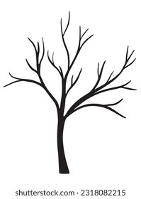 Handgezeichnete trockene Zweige Kollektion. Vektorgrafik auf weißem Hintergrund ohne Blätter. Bare Baum Zweig-Silhouetten. Blätter, Wirbel und Blumenelemente aus Holz 