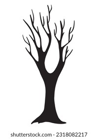 Colección de ramas de árboles secos dibujadas a mano. Ilustración vectorial sobre fondo blanco sin hojas. Siluetas de ramas de árboles desnudos. Hojas, remolinos y elementos florales de madera 