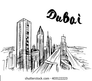 Hand drawn Dubai skyscraper