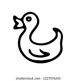 Hand drawn duck toy doodle. Sketch children's toy icon. Decoration element. Isolated on white background. Vector illustration.