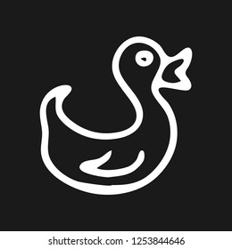 Hand drawn duck toy doodle. Sketch children's toy icon. Decoration element. Isolated on black background. Vector illustration.