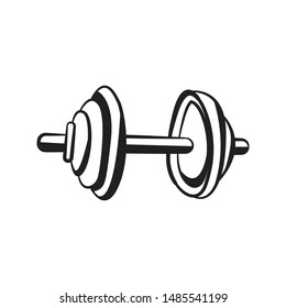 Hand Drawn Dumbbell Doodle Icon. Hand Drawn Black Sketch