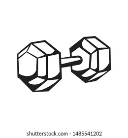 Hand Drawn Dumbbell Doodle Icon. Hand Drawn Black Sketch