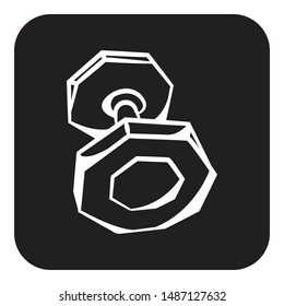 Hand Drawn Dumbbell Doodle Icon flat black