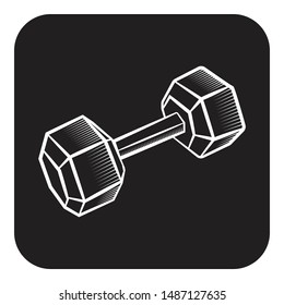 Hand Drawn Dumbbell Doodle Icon flat black