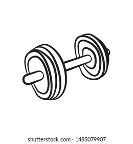 Hand Drawn Dumbbell Doodle Sketch Sports Equipment Simulators Icon