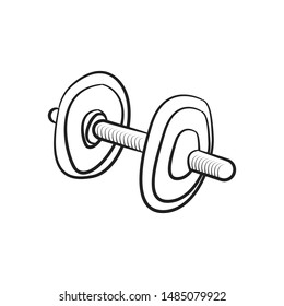 Hand Drawn Dumbbell Doodle Sketch Sports Equipment Simulators Icon