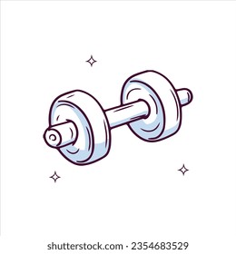 Hand drawn dumbbell. Doodle Sketch Vector Illustration