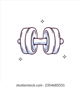 Hand drawn dumbbell. Doodle Sketch Vector Illustration