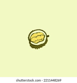 Hand Drawn Durian Fruit Vector Illustration. Asian Fruit. 