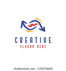 logotipo de flecha dinámica dibujado a mano 
