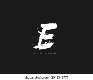 Hand drawn e letter font calligraphy style for decorative, poster, card, baccground, logo.