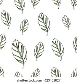 Hand drawn eaf pattern. Editable ector illustrations.
