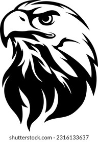 Hand drawn eagle head emblem. Mascot bird. Predator logo illustration isolated on white.