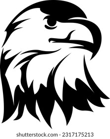 Hand drawn eagle head emblem. Mascot bird. Predator logo illustration isolated on white.