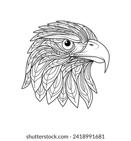 Hand drawn eagle head outline illustration