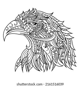 Hand drawn of eagle head in zentangle style
