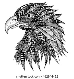 Hand Drawn Eagle Head Zentangle Stylized Stock Vector (Royalty Free ...