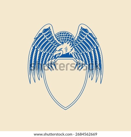 Hand drawn eagle holding a shield