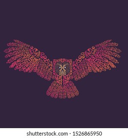 Hand drawn eagle owl. It can be used for print design. Vector illustration of eagle owl