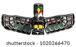Hand drawn eagle totem vector illustration.