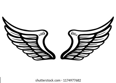 Hand Drawn Eagle Wings Illustration Isolated: vector de stock (libre de ...